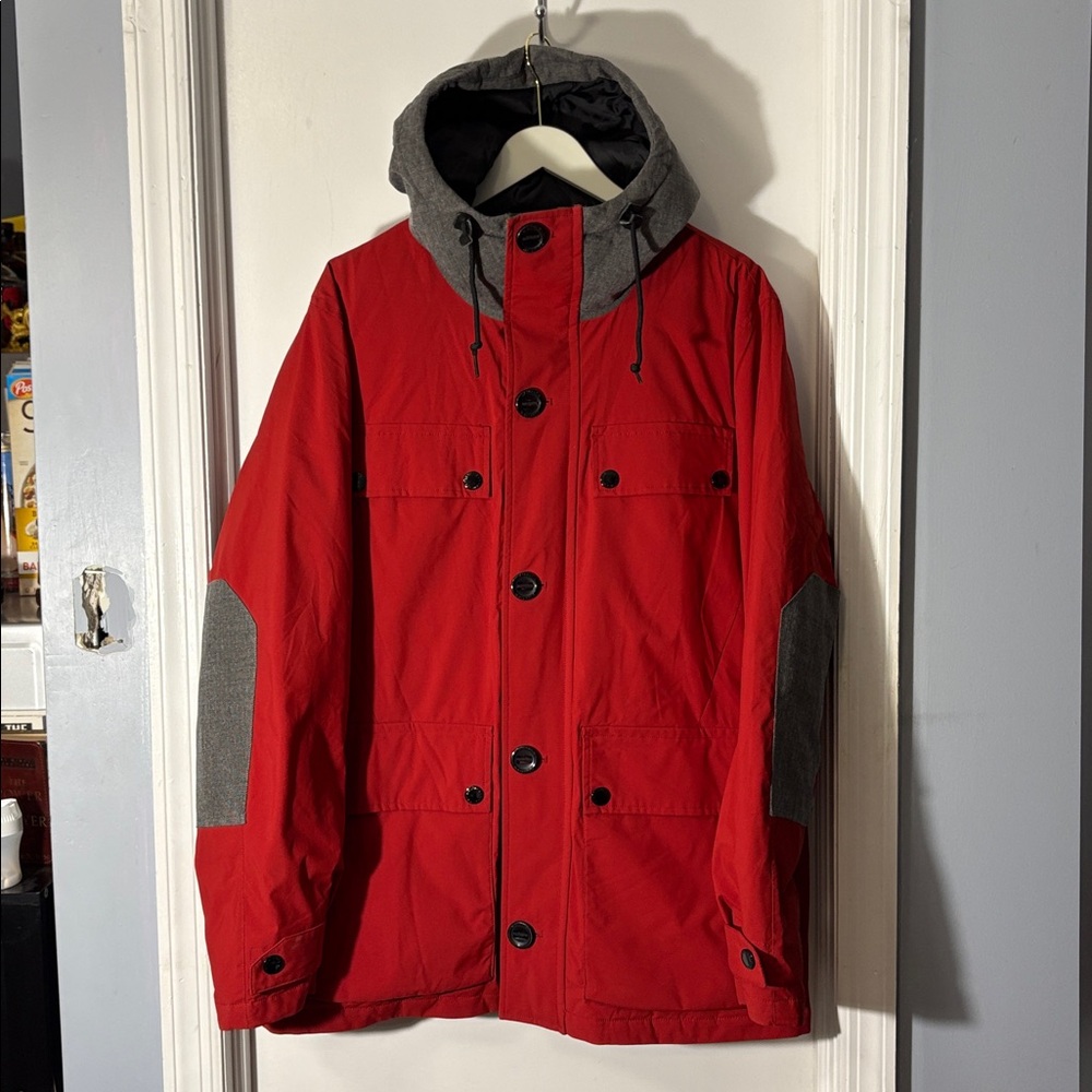 NAUTICA Men's Red and Gray Military Jacket